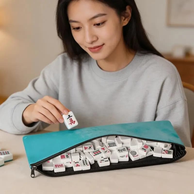 M5TC Mahjong Tile Bag With Spacious Interior Standard Mahjong Carrying Case Suitable for Holds Full Standard Tile Securely