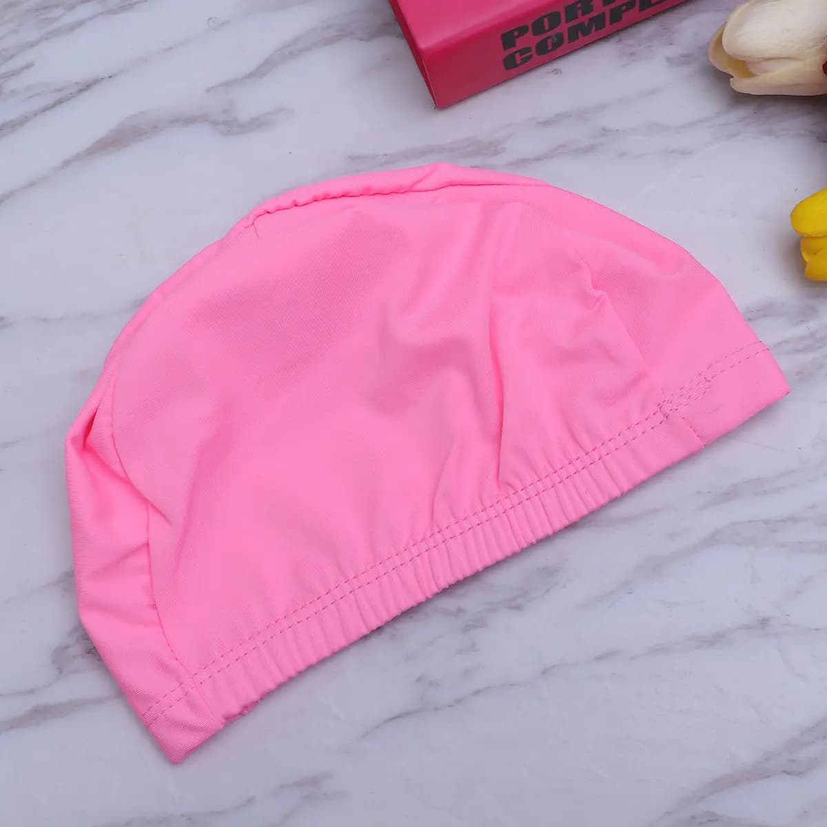 Solid Color Swimming Cap for Adults Premium Polyester Fabric Highly Elastic Smooth Comfortable Uv Sun Shield Water Bacteria