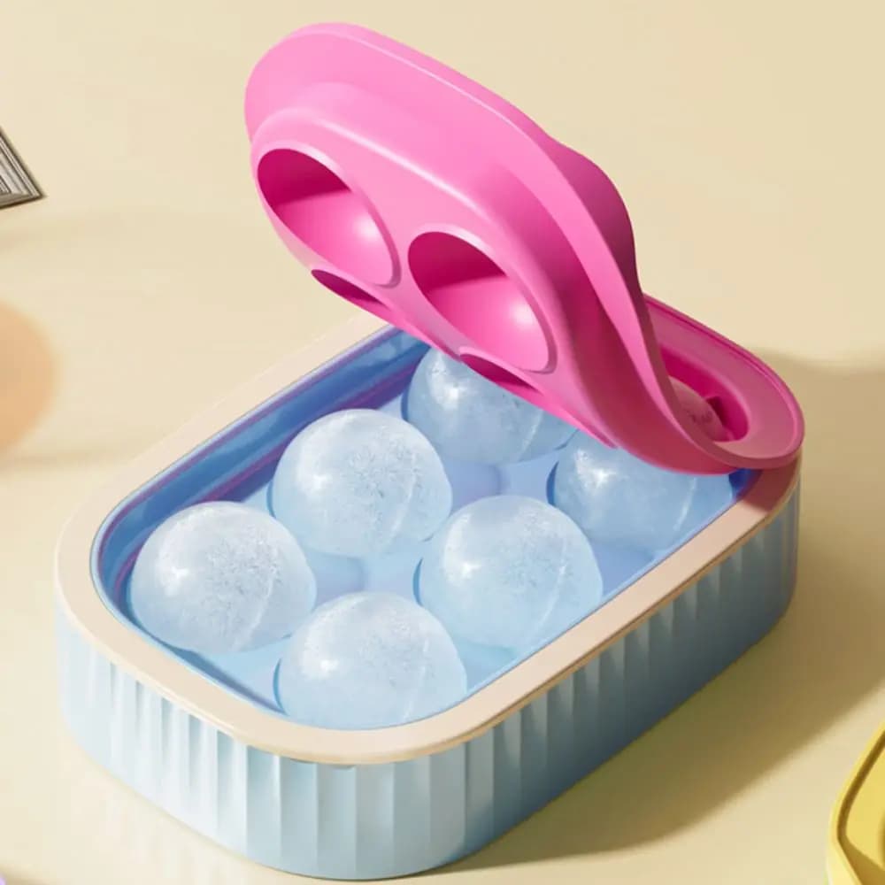 2 Pezzi Stampo per Sfere di Ghiaccio in Silicone con Coperchio Antipolvere e Anti-odore, Antiaderente e Anti-perdita, per Frigorifero e Pub
