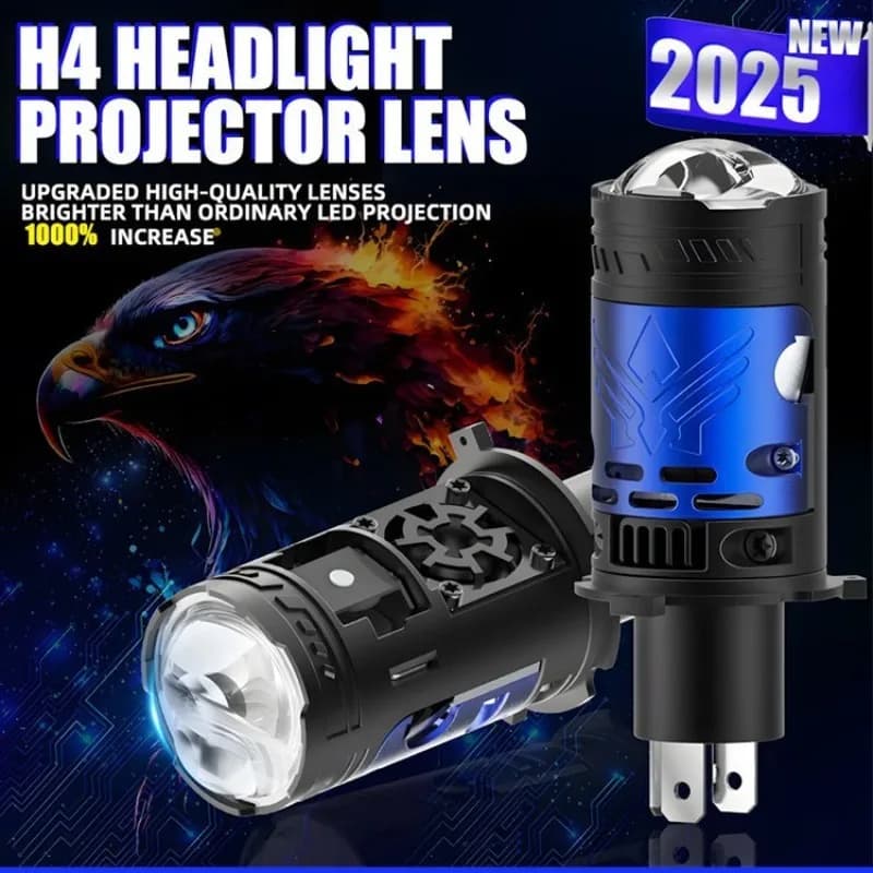 Mini 1.5 Inch H4 Bi LED Projector Lens Hi Lo Beam 12V 60W 6000K 12000Lm Car Headlight Retrofit