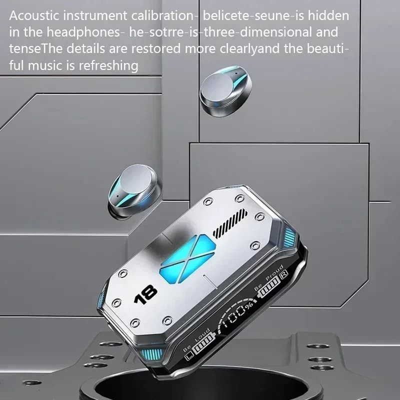 Auricolari Bluetooth Wireless con Display LED, Audio Stereo per Smartphone, Cuffie Handsfree con Microfono