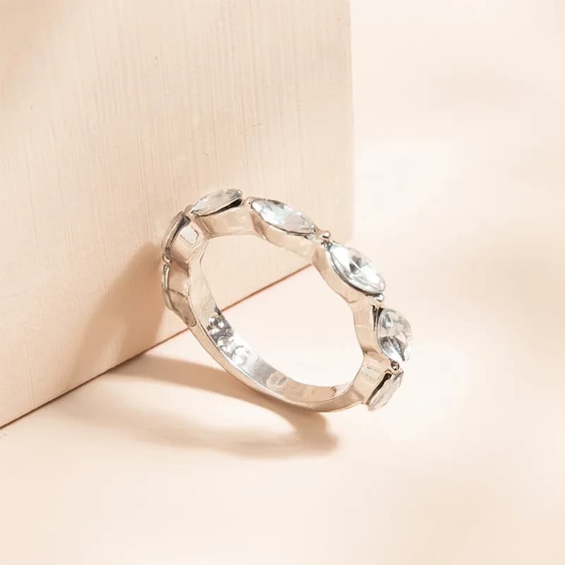 Anello transfrontaliero in oro e argento abbinato ai colori, strass da donna, versatile, moda, dito indice personalizzato, luce, lusso rin