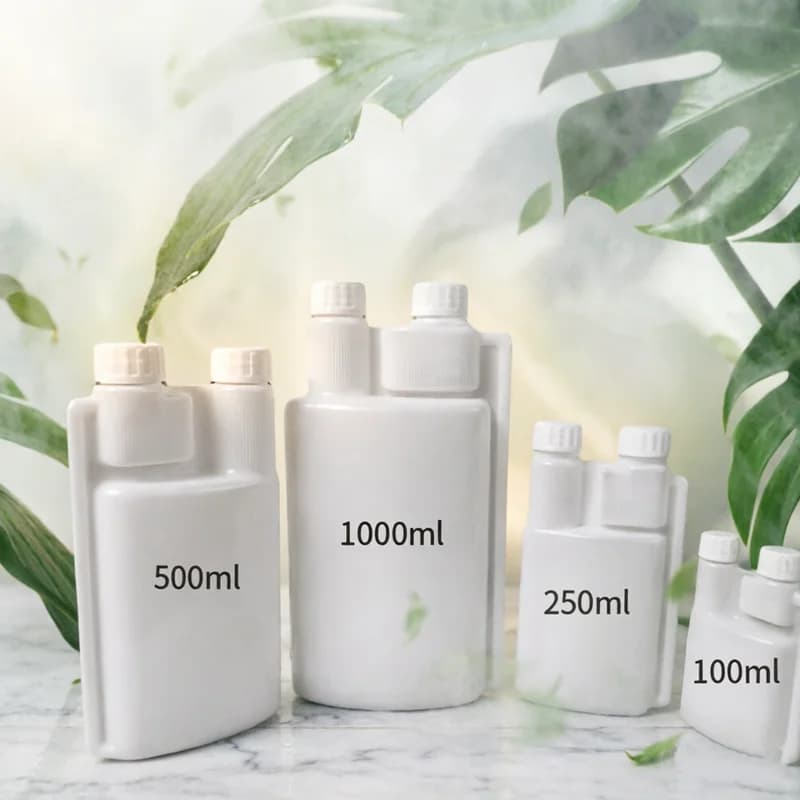 Set di 8 Bottiglie Graduato in HDPE con Tappi Ermetici e Marcature Chiare per Ricarica di Shampoo, Sapone, Detergente e Liquidi Domestici