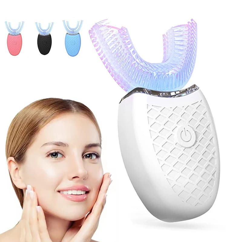 Adult electric toothbrush with automatic USB charging, U-shaped sonic toothbrush, 360 degree intelligent rechargeable toothbrush