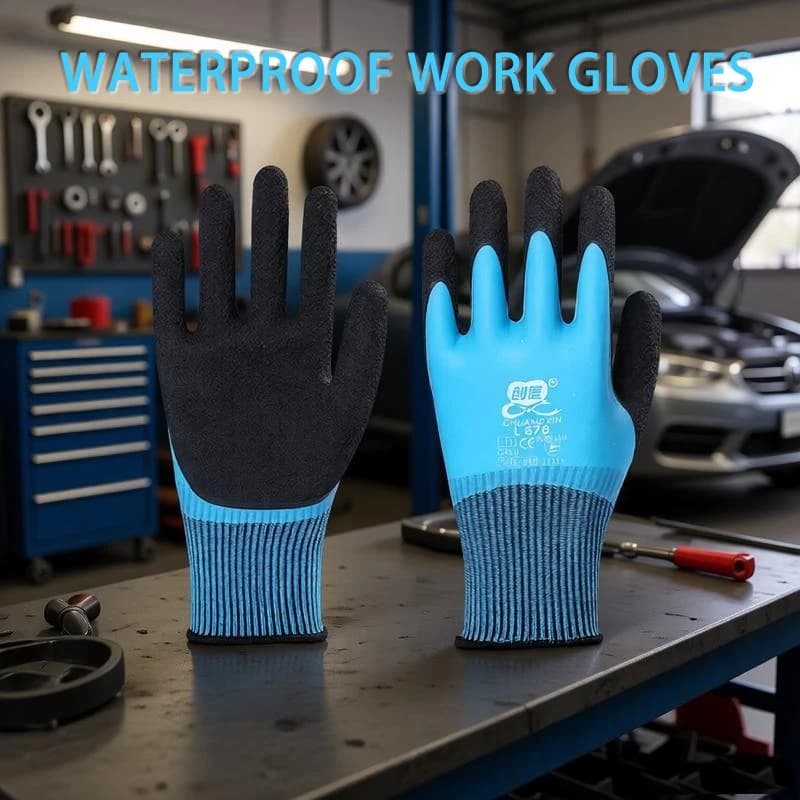 Guanti da lavoro Super Grip con doppio rivestimento in lattice, antiscivolo, impermeabili, resistenti all'usura, per giardinaggio, riparazioni, pesca, guanti di sicurezza per il lavoro