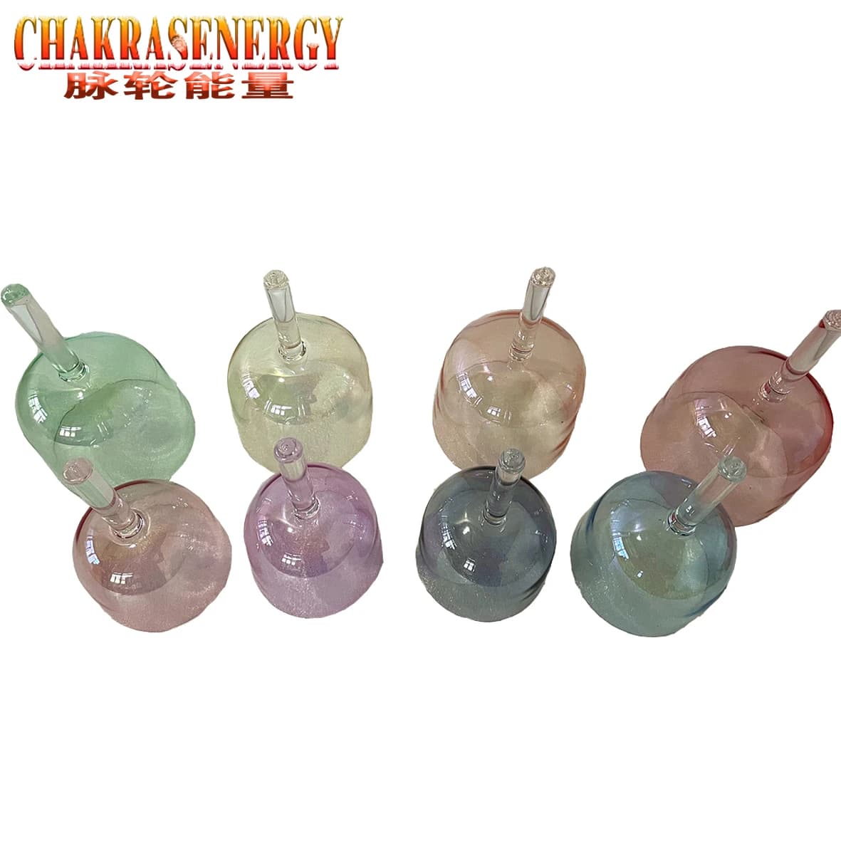Cosmic magic colors crystal singing handle bowls set 8 pcs CDEFGABC 4th octave perfect musical notes 432Hz about 5"-6.5"