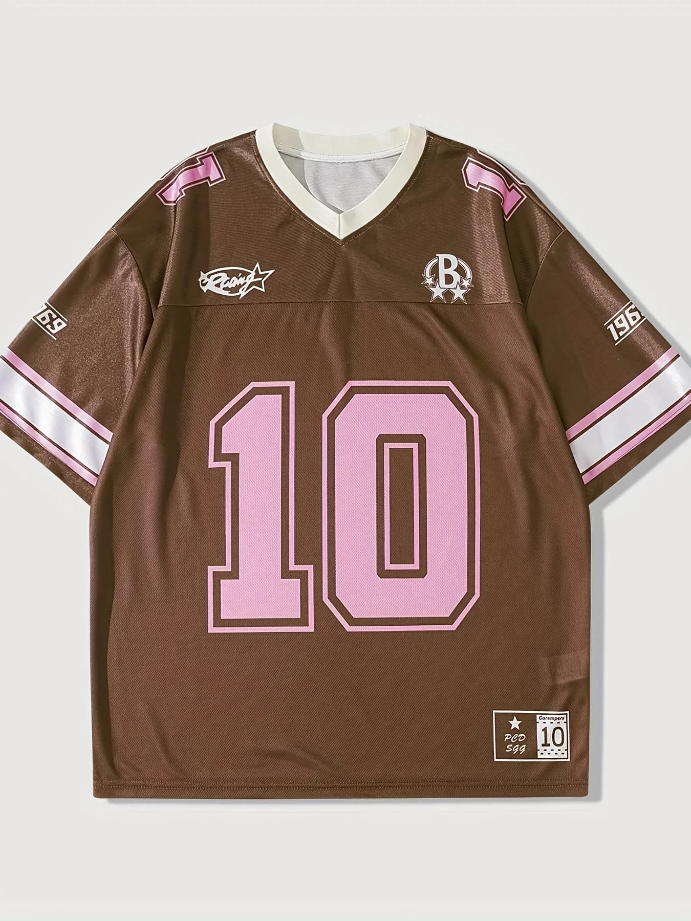 2025 Estate Nuova maglietta sportiva con scollo a V a maniche corte marrone 10 T-shirt da allenamento sportivo Asciugatura rapida e traspirante