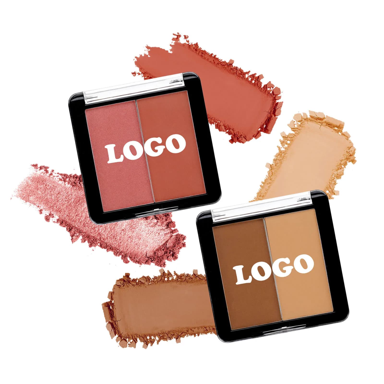 2 colori Face Bronzer Highlighters Contouring Palette Oil-control Brighten Pressed Powder Base Makeup Cosmetics Private Label
