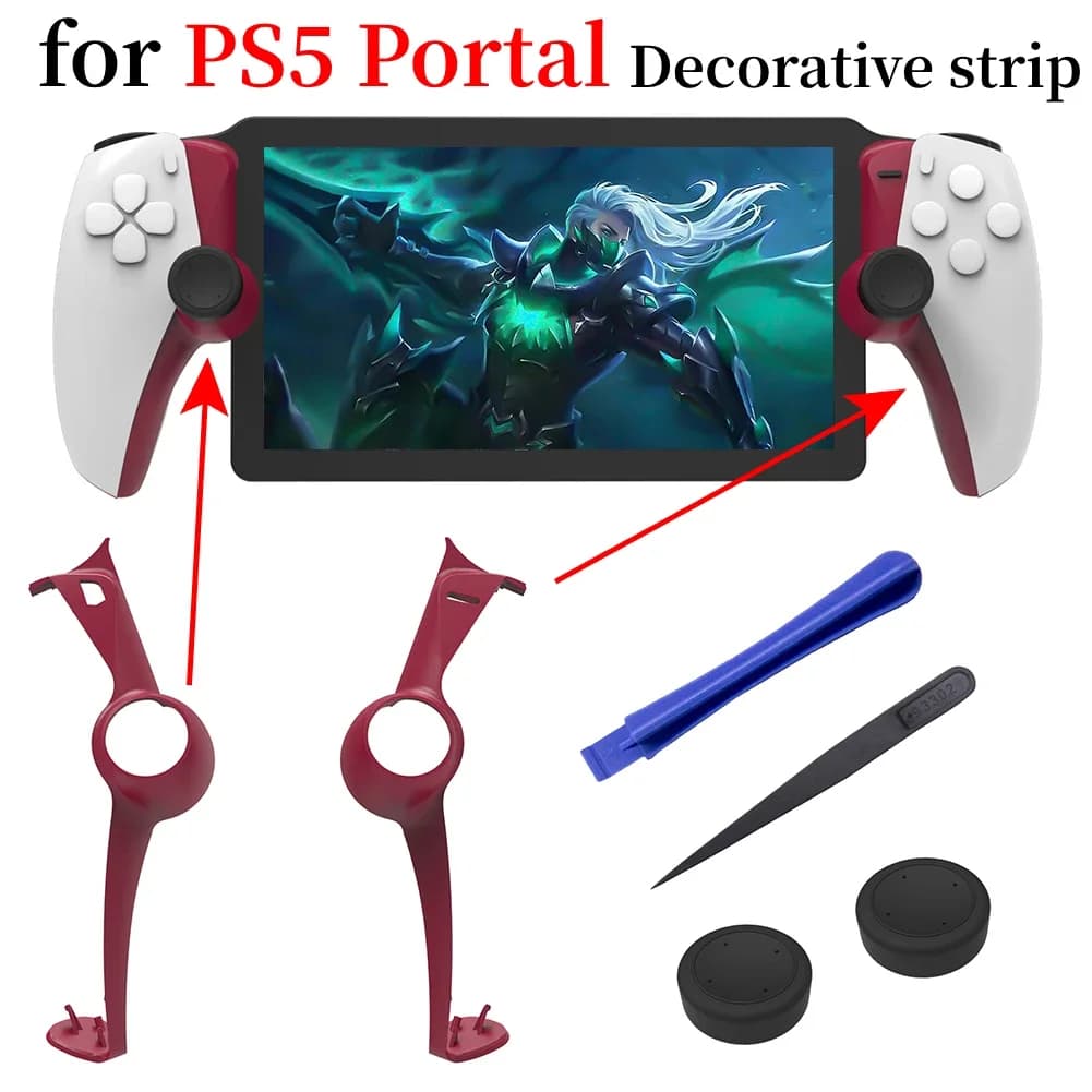 Guscio protettivo con striscia decorativa in silicone con kit impugnatura per pollice Protezione decorativa per accessori console gamepad portale PS5