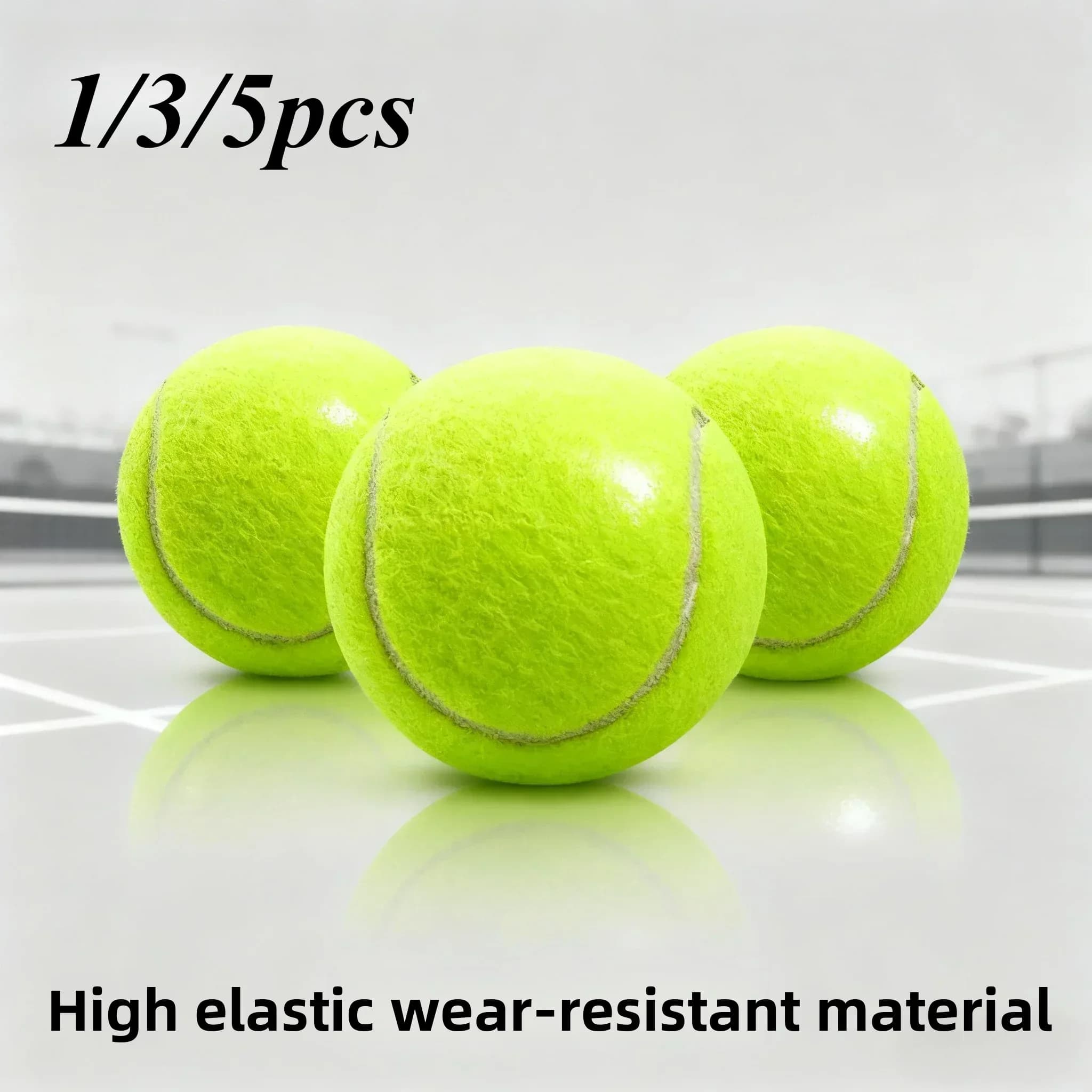 1/3/5pcs High Elasticity Tennis Ball 1Elementary Match Training Durable Ball Fans Practice Durable Tennis Ball