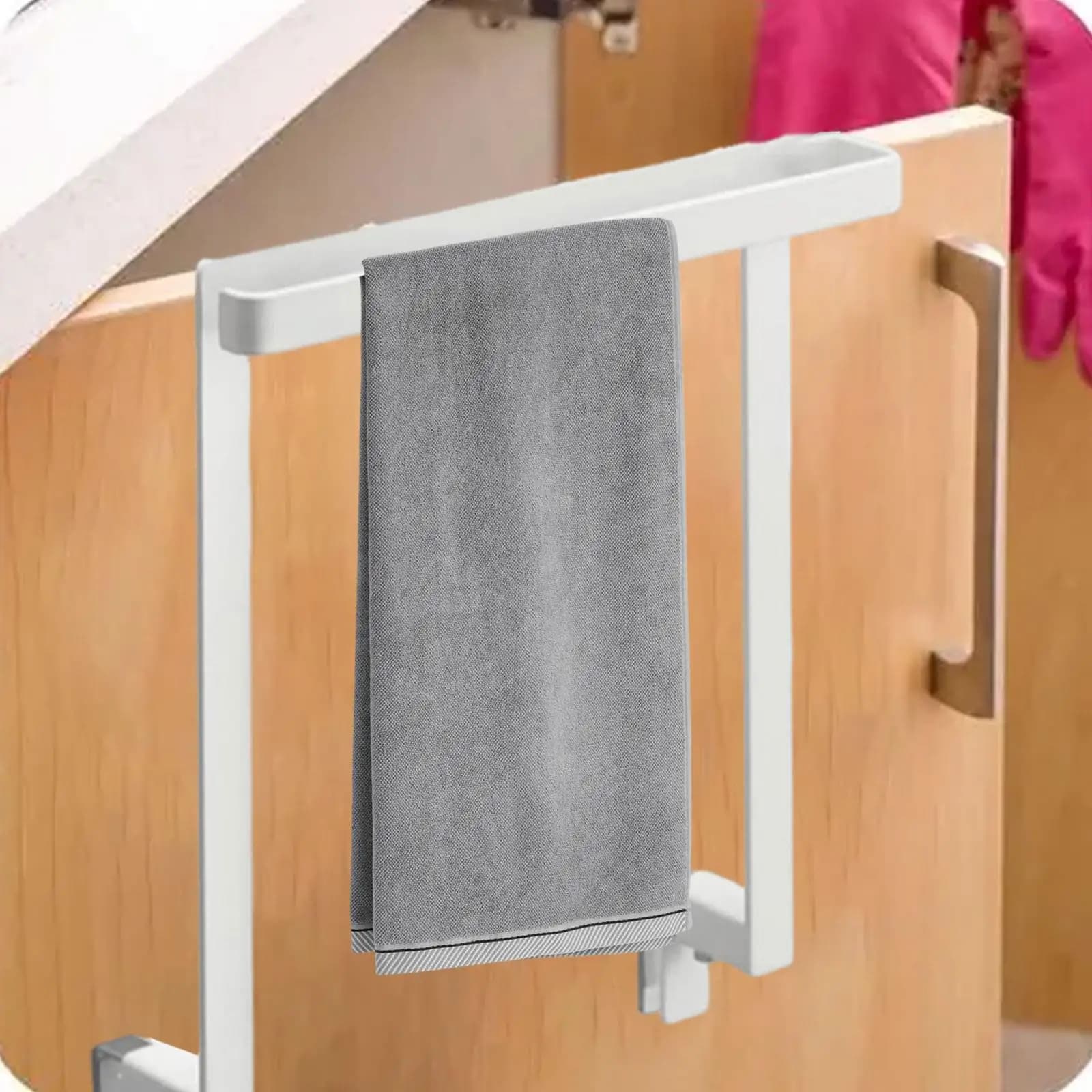 Portasciugamani in Acciaio al Carbonio Compatto per Bagno e Cucina, Organizzatore per Asciugamani da Montare sulla Porta