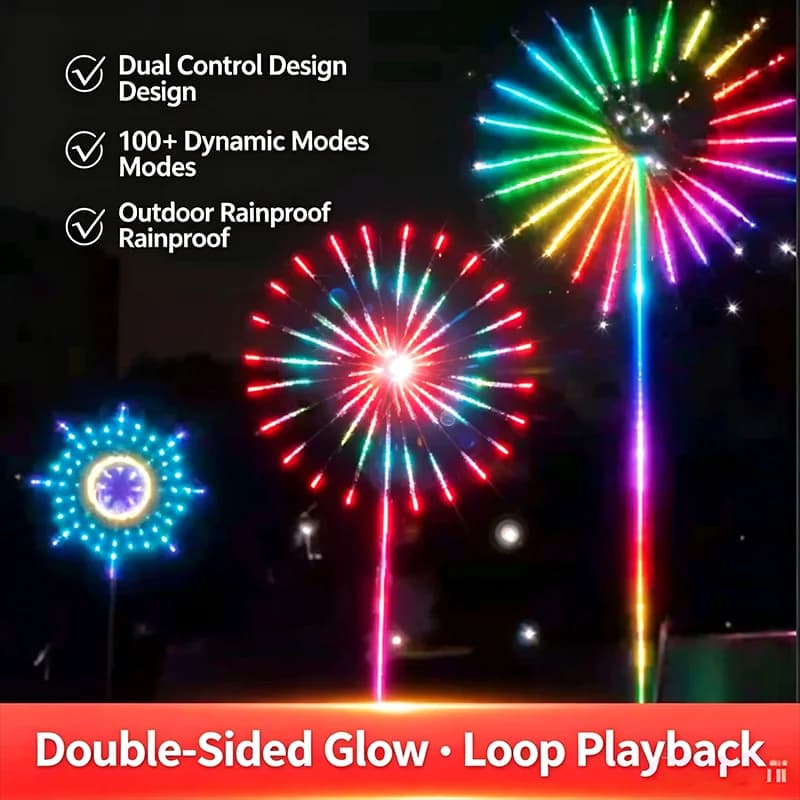 2026 New Weather‑Resistant Programmable Double‑Sided Firework Light, Outdoor Glowing Decoration for Villa Garden Holiday Night E