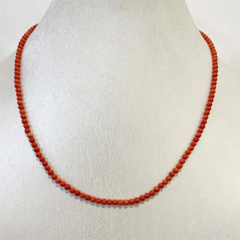 3MM Luxury Orange Coral Necklace Small Size Gem Necklace