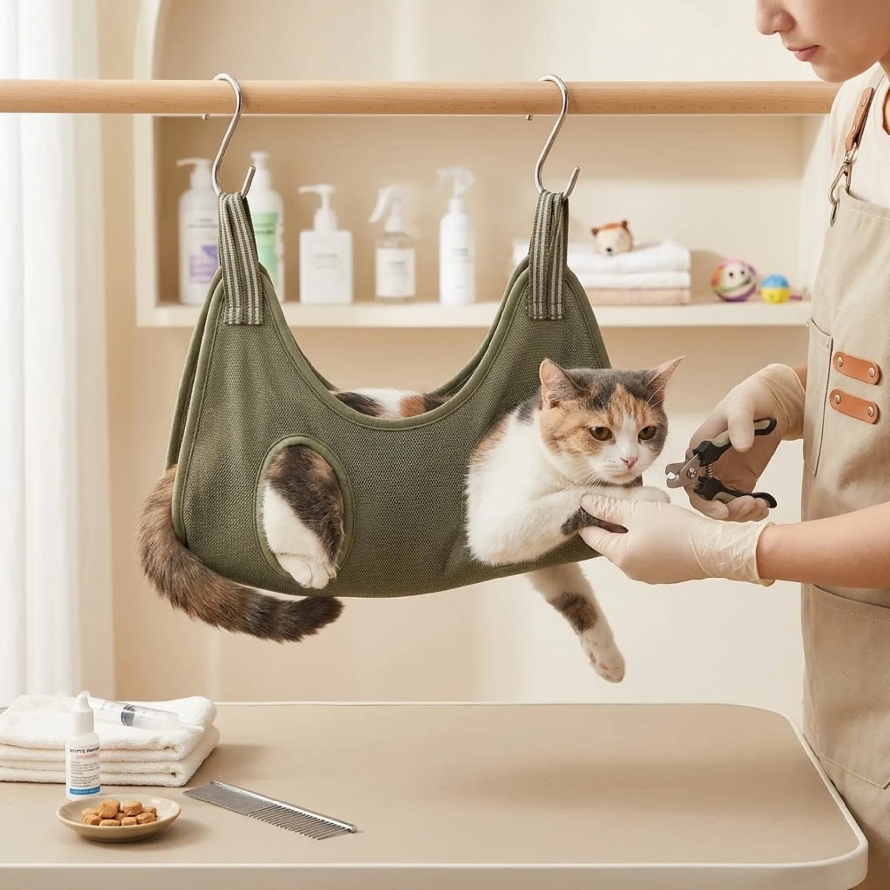 20-45 LBS Pet Grooming Hammock Sling by Guzekier, Restraint Bag Complete with Dog Nail Trimming and Grooming Kits