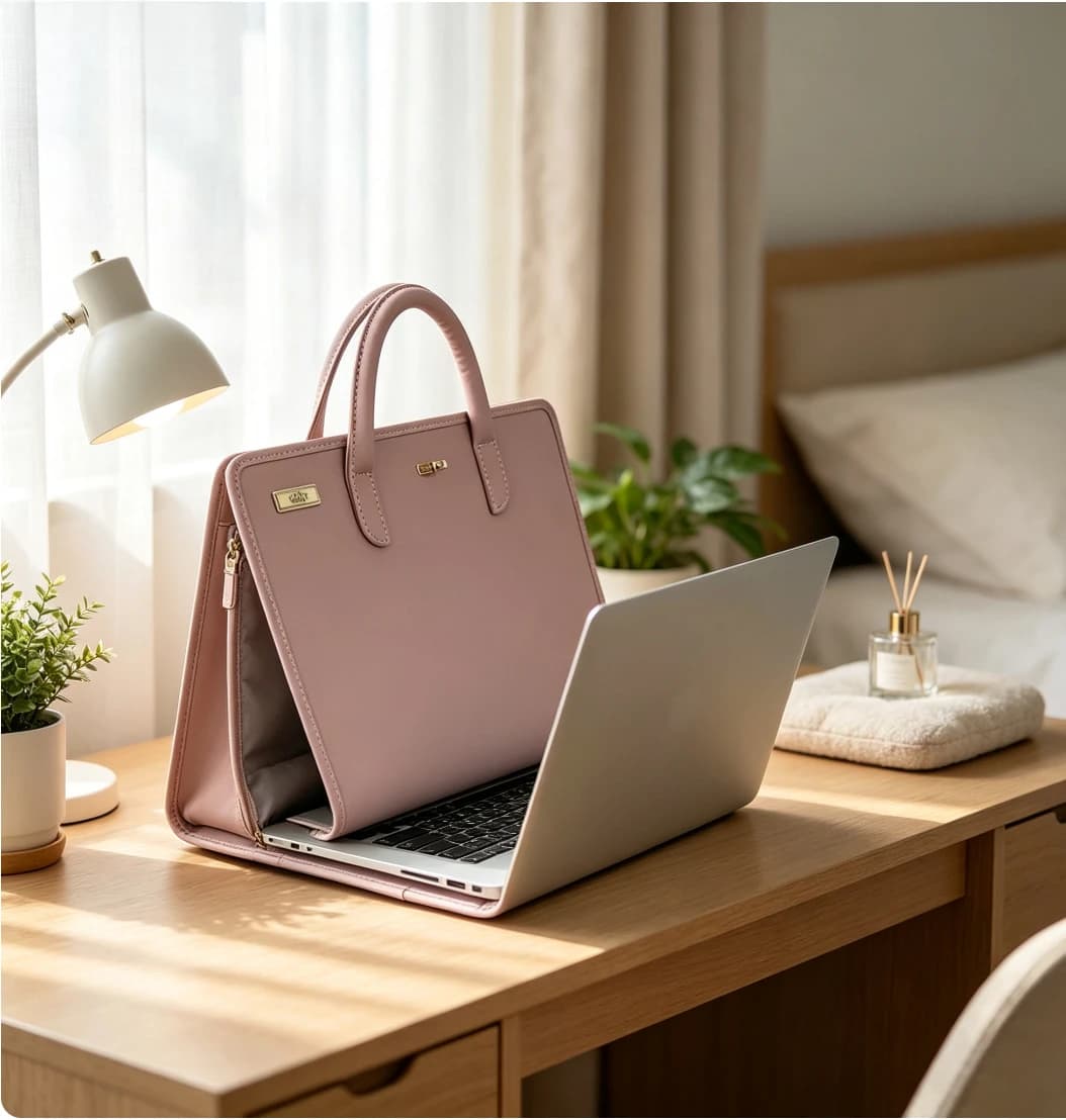 Neutral Style Laptop Carrying Handbag, Pink Fashion Notebook Sleeve Protective Case Cover for Daily Business Travel