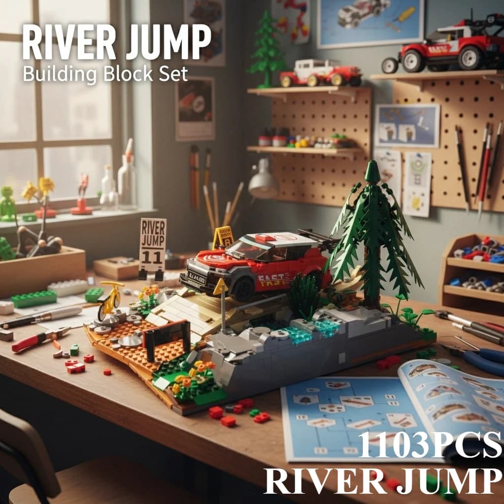 Set di blocchi da costruzione River Jump da 1103 pezzi - Modellino da assemblare per decorazioni domestiche, regalo ideale per bambini e adulti