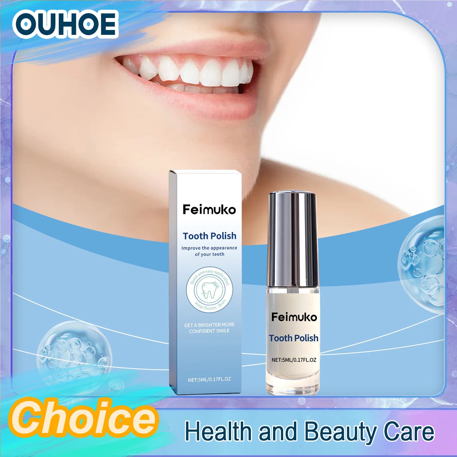 Teeth whitening paint: reduces inhalation, removes stains and pigments from teeth, refreshes breath, natural whitening, delicate varnish for dental polishing