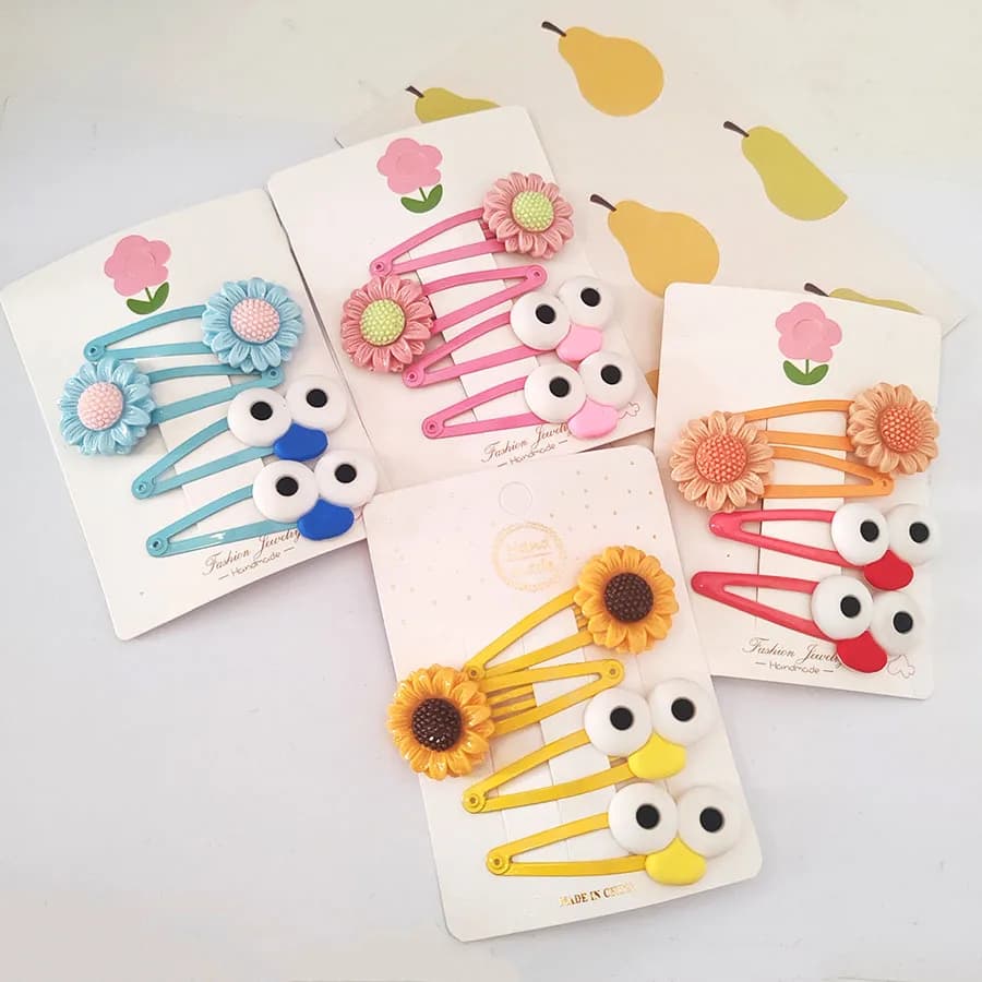 4pc Cute Flower BB Hair Side Clips Hairpin Crab for Girls Women Hair Accessories Headwear Ornament