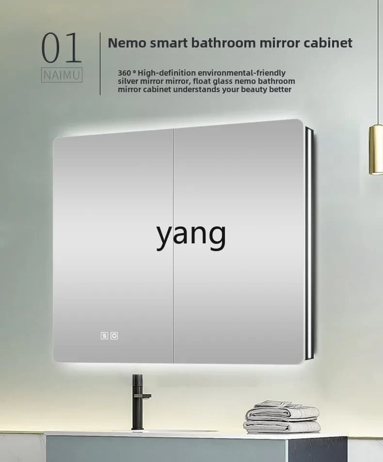 Armadietto a specchio da bagno intelligente a parete per bagno LTT, lavabo in lega di alluminio, integrato