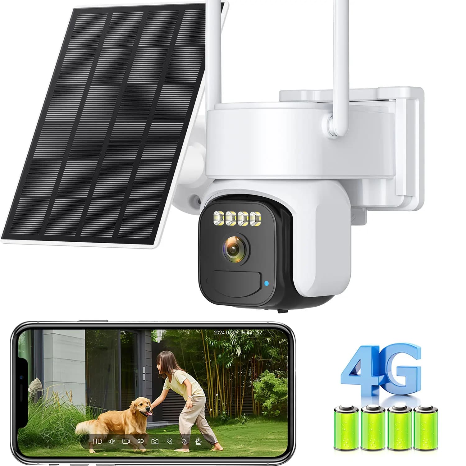Telecamera IP PTZ wireless alimentata da pannello solare 4G Telecamera IP da 5 MP HD Batteria incorporata Video sorveglianza esterna CCTV con standby lungo