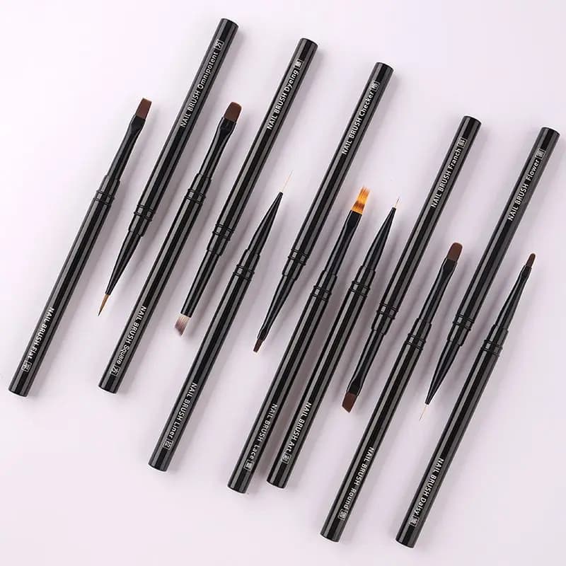 12 Stili di Penne per Nail Art con Manico in Metallo Nero, Penna Colorante, Penna per Terapia Luminosa, Penna Halo, Penna per Disegno Unghie, Penna per Fiori