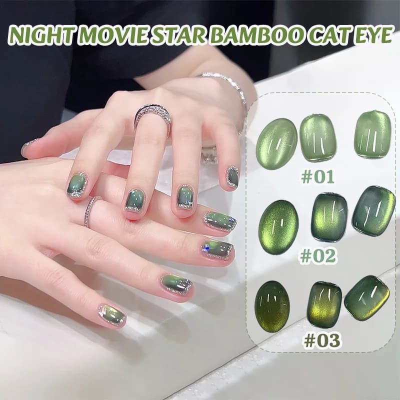ZH 1PCS Summer Night Shadow Star Bamboo Cat Eye Nail Gel 2026 New Trend Ceramic Glass Beads for Nail Art