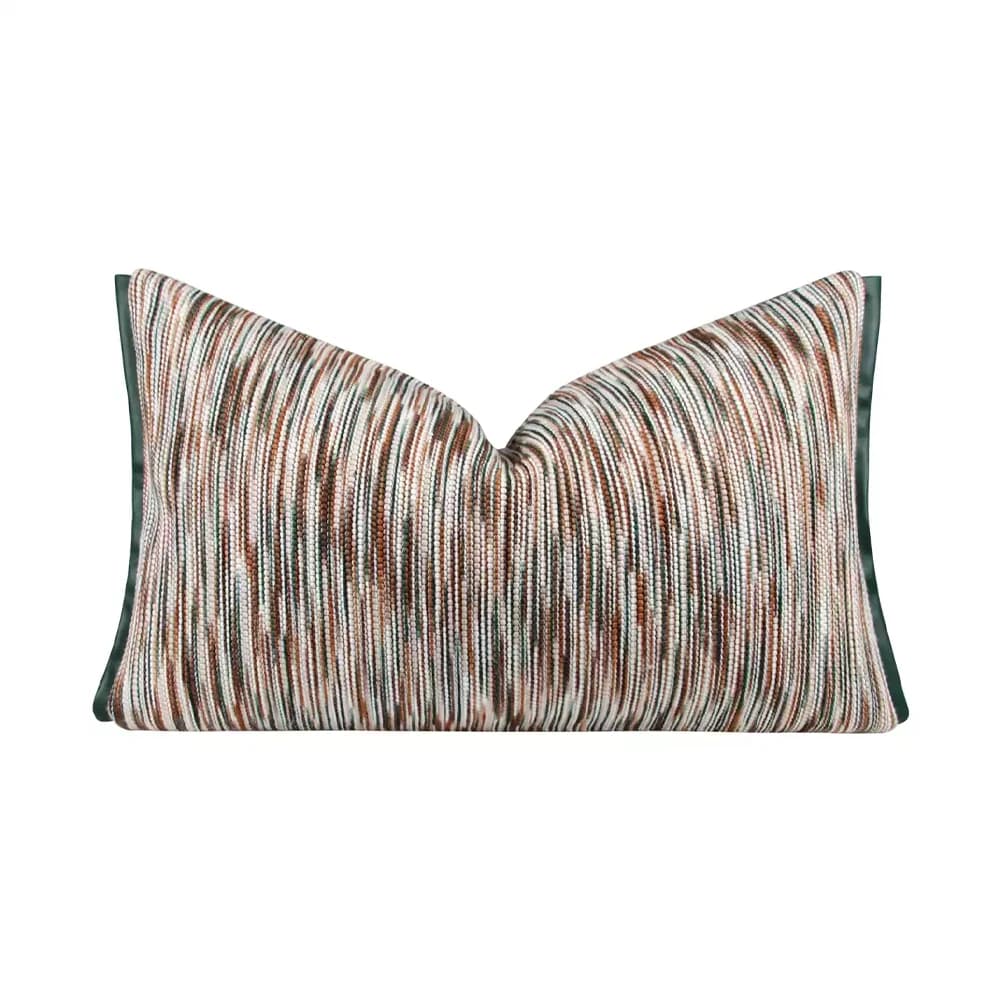 RUIYI Multicolor Vertical Striped Textured Lumbar Cushion Cover Dark Green Satin Edge Sofa Pillow Cover 30x50 45x45cm