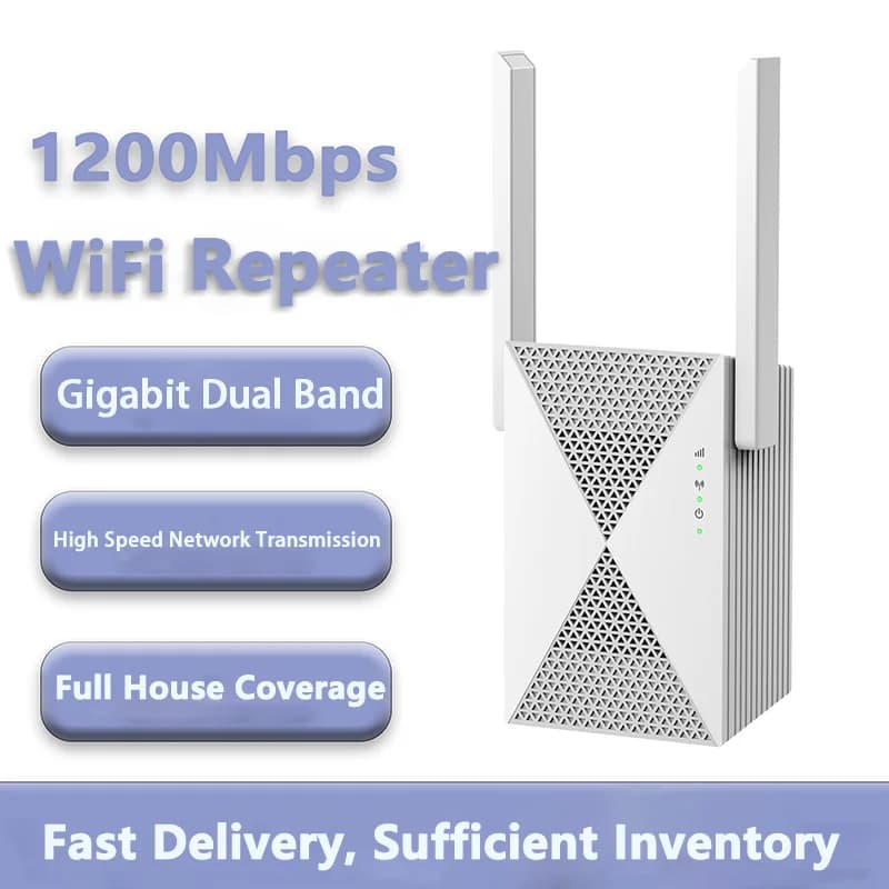 Ripetitore WiFi 1200Mbps Estensore di segnale wireless 2.4G 5GHz Dual Band Wi-Fi Amplificatore Router Amplificatore di segnale a lungo raggio per la casa