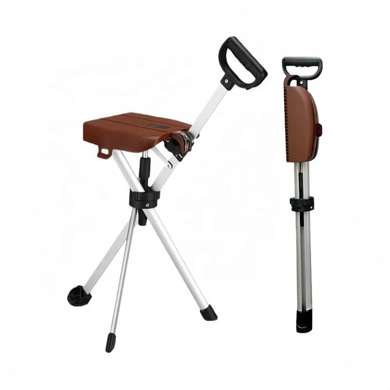 Adjustable Seat Folding Trekking Pole, Telescopic Hiking Stick for Camping & Outdoor Rest