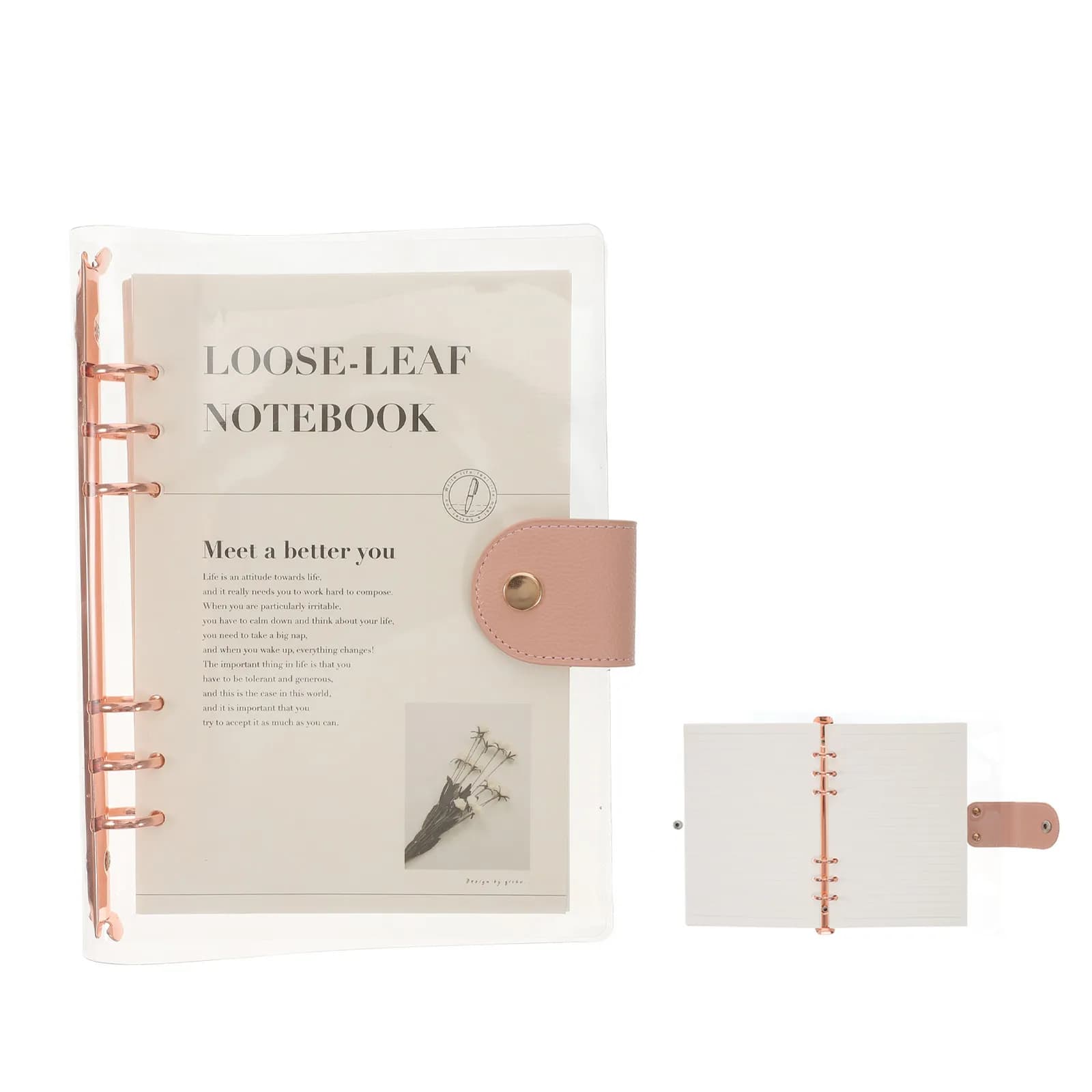 Blocco Note a Fogli Mobili Trasparente, Raccoglitore Staccabile per Scrapbook, Elegante Quaderno per Ufficio, Scuola, Viaggi e Uso Quotidiano, Agenda