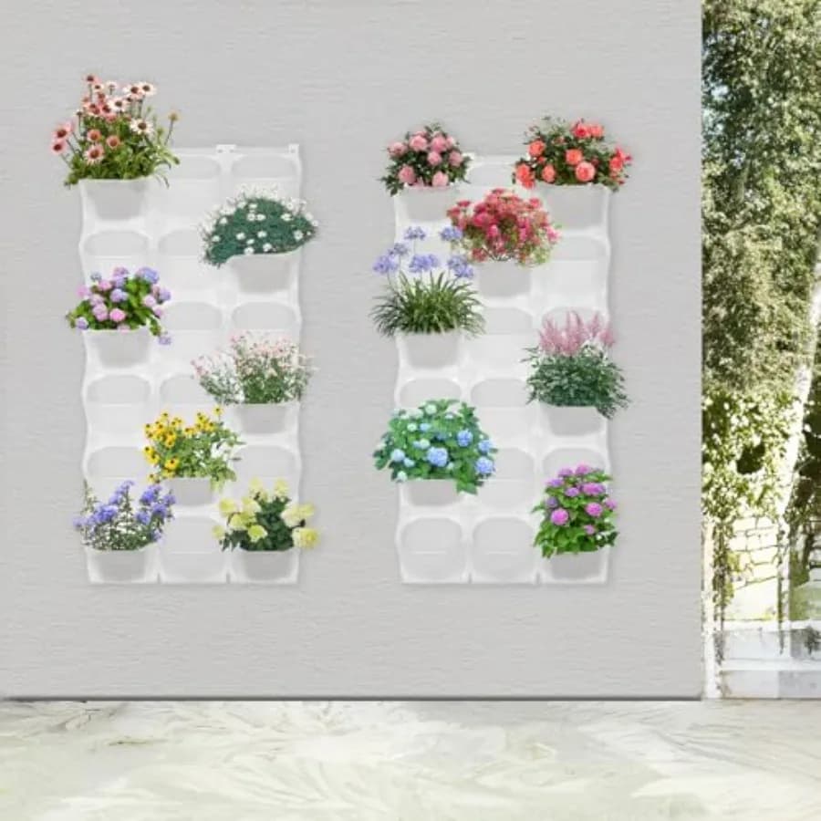 Vertical Planter at 36 Vases for Interior and Exterior, Stackable for Living Plants, Flowers, Herbs and Vegetables in Green Serra