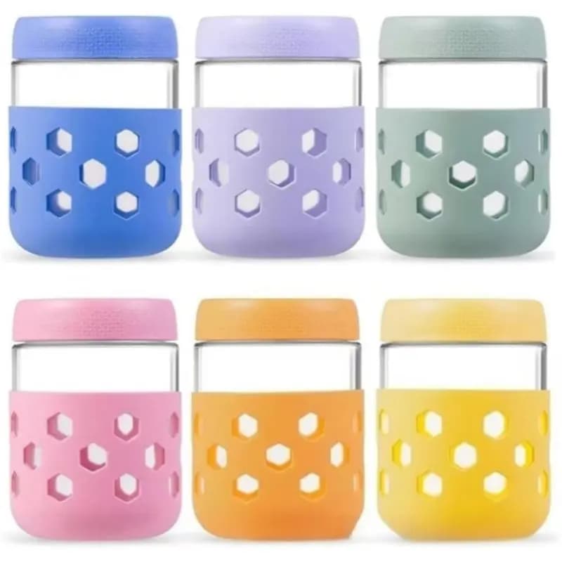 SOFT-Glass Jars With Airtight Lids, Wide-Mouth Meal Prep Jars(1Set), Overnight Oatmeal Containers With Lid And Silicone Sleeve