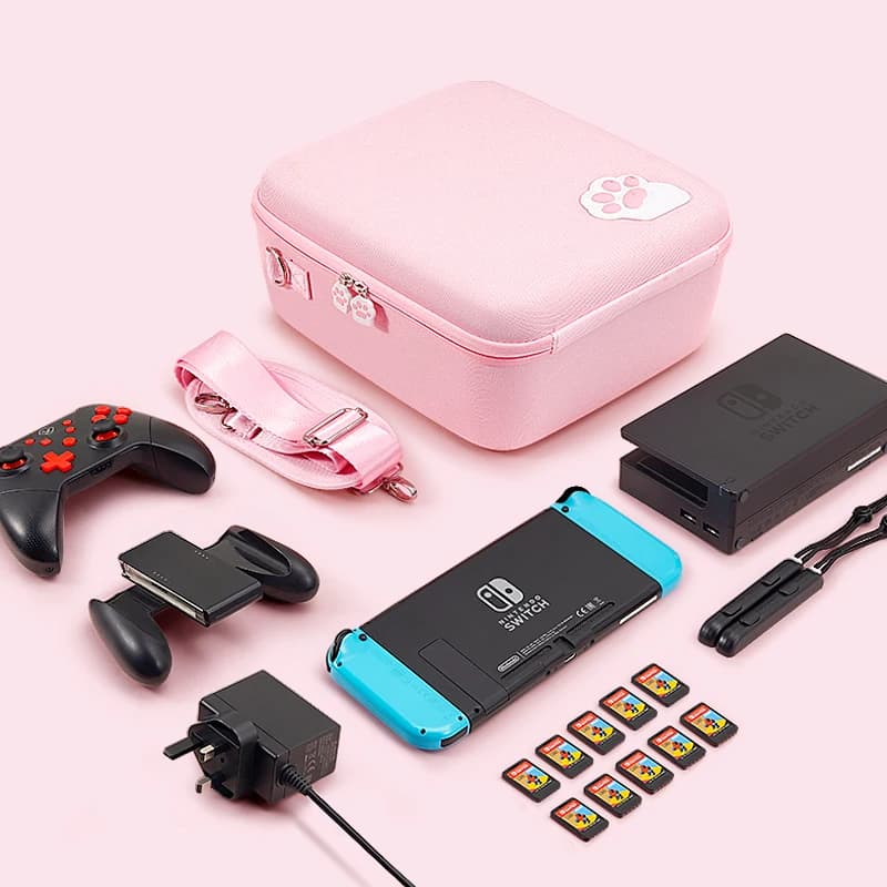 Borsa Protettiva a Forma di Zampa di Gatto per Nintendo Switch, Switch OLED e Lite, Custodia da Viaggio Portatile per Console e Accessori