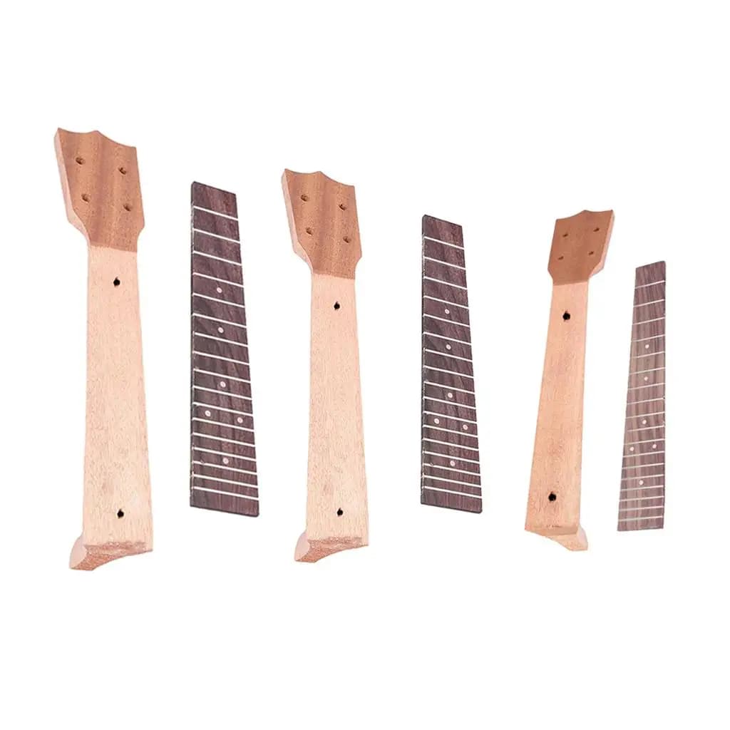 Kit di Assemblaggio Manico e Tastiera per Ukulele, Parti di Ricambio in Legno per Ukulele Tenore e Concerto, per Professionisti e Adulti