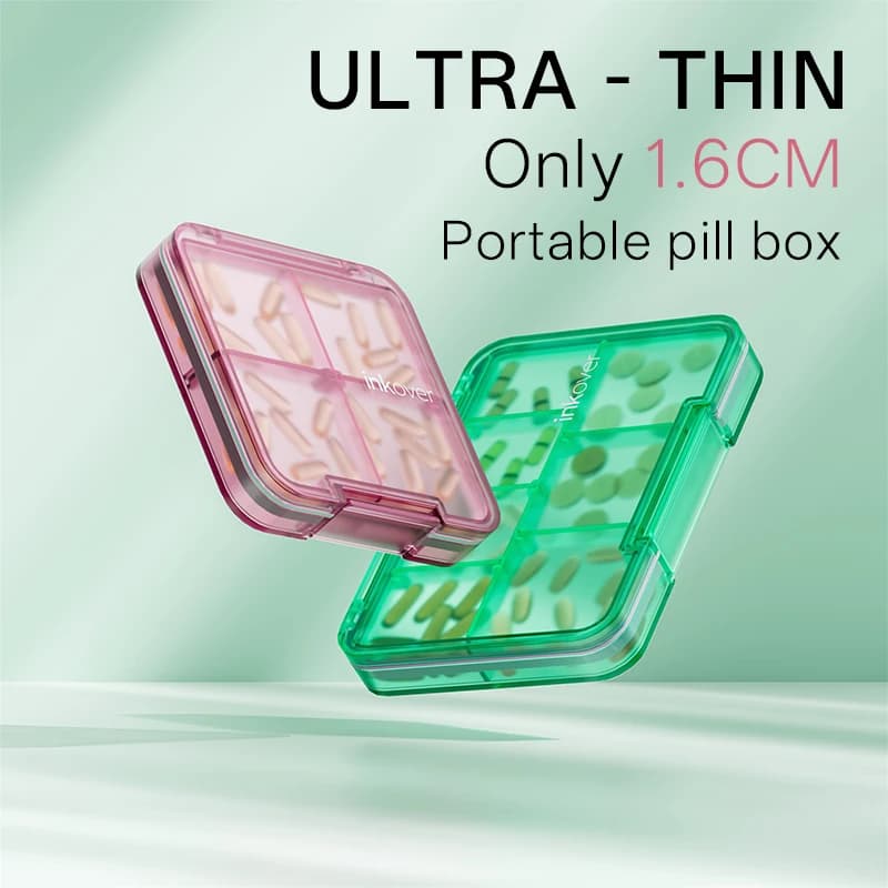 Transparent Mini Pillbox with Double Locks Removable Compartment for Storing Vitamins And Pills