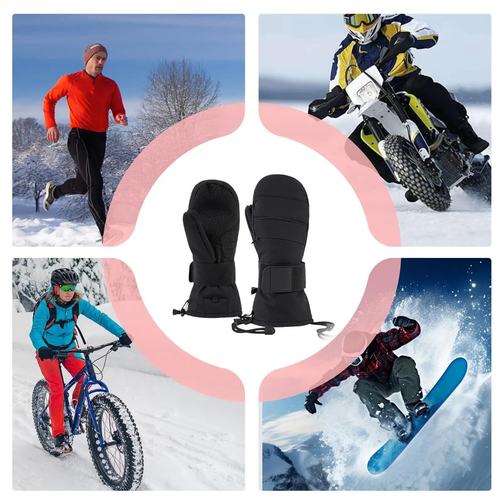 Winter Motorcycle Gloves Hot Touchscreen Gloves with Wrist Protection Cycling Gloves Fleece Lined for Men Winter Motorcycle Ski