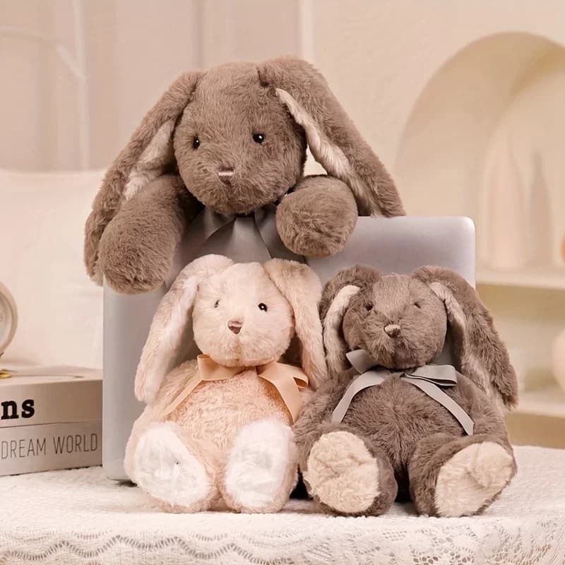 Giocattoli di peluche di coniglio pasquale Coniglietto morbido di peluche con orecchio lungo per bambini Accompagna la bambola Regalo di compleanno Puntelli per foto
