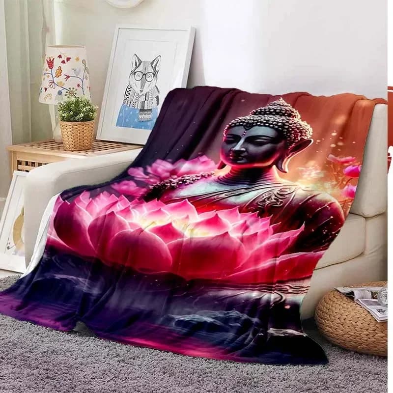 Gautama Buddha peluche coperta morbida Plaid coperta sottile soggiorno camera da letto portatile casa viaggio ufficio pranzo coperta