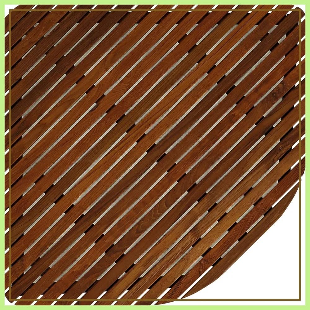 Tappetino Angolare per Doccia in Legno di Teak Massiccio, Extra Large 30x30, Finitura Oliata