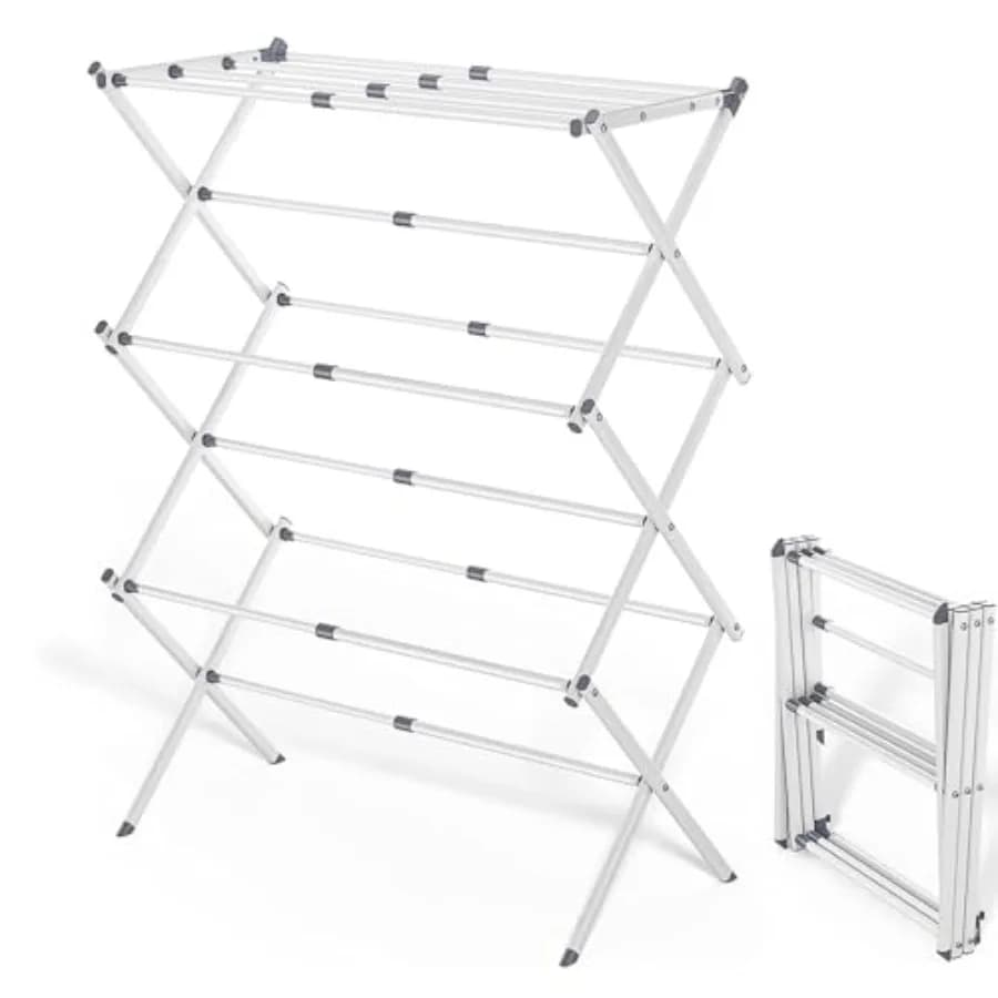 Foldable stretcher with 4 hooks, extendable stretcher for Interior drying of clothes 41"x29"x14"