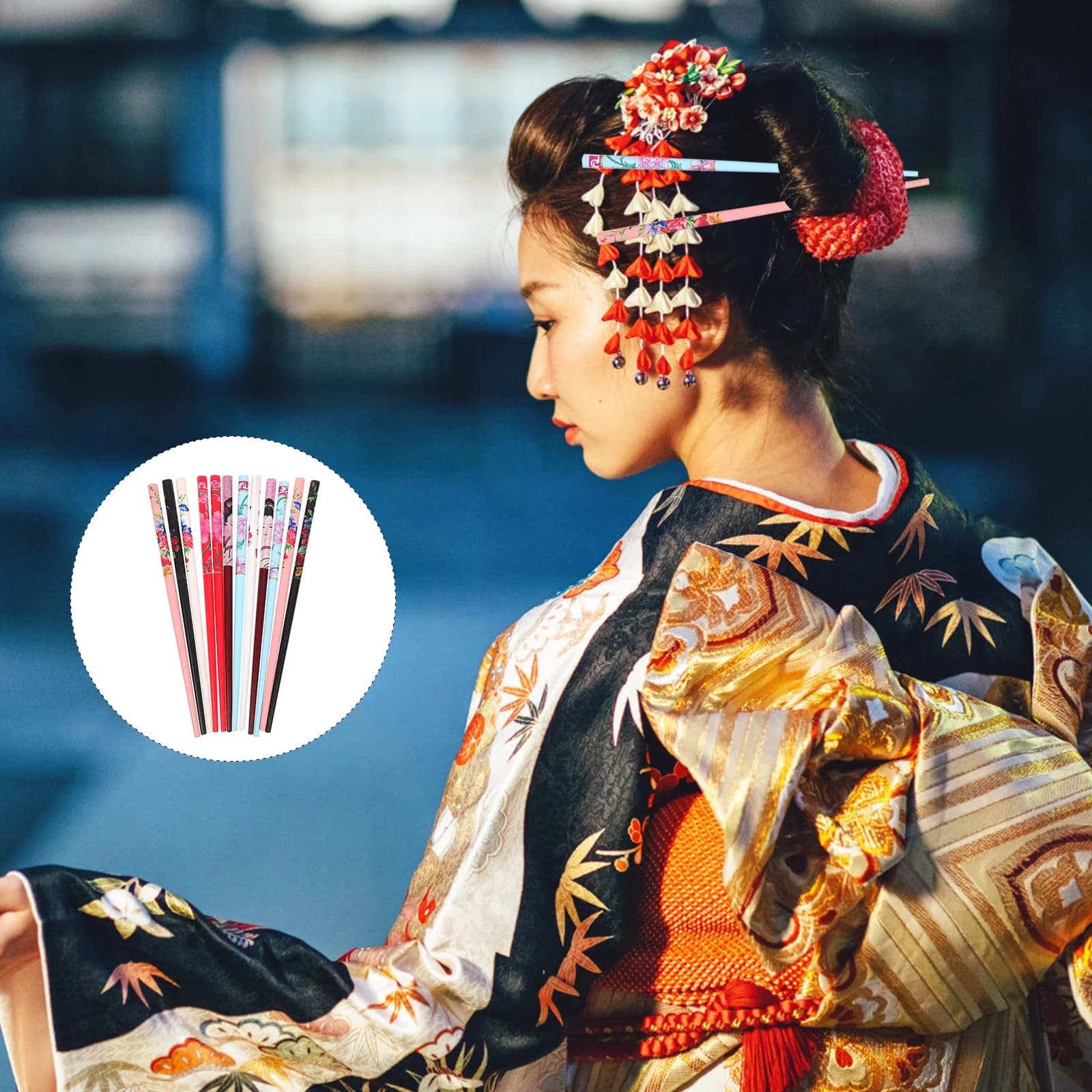 12 Pcs Long Hair Stick Pin Chopsticks for Claw Clips Girls Women Retro Headdress Chinese All-match Miss