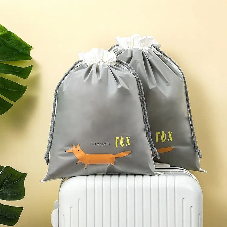 1PC Waterproof Drawstring Bag Double Layer Travel Organizer Cartoon Portable Laundry Pouch for Socks Underwear Dirty Clothes