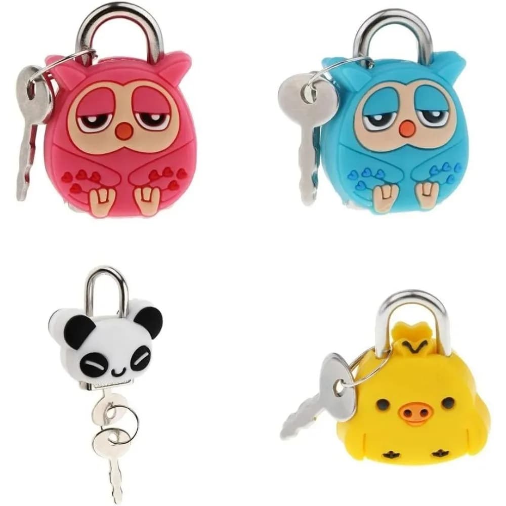 3/4pcs Mini Padlock Safety Lock with Key, Cute Cartoon Doll, Animal Padlock, Drawer Padlock, Pencil Case LockChildren's Gift
