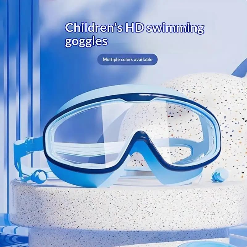 1Pcs Professional Diving Goggles Waterproof Anti Fog Large Frame Goggles Children Swimming Goggles With Earplugs Boys Girls