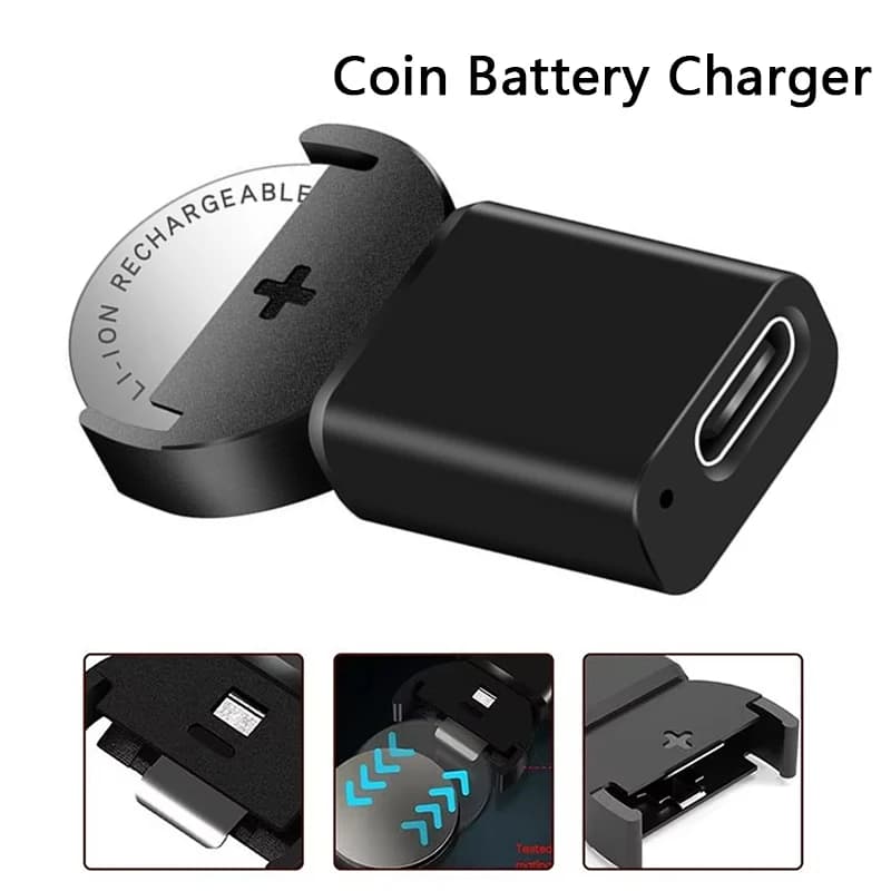 Tipo C Caricatore per celle a bottone al litio Batteria ricaricabile Spina USB C di ricarica per LIR2032 LIR2025 ML2032 ML2025 CR2032 Pila a bottone