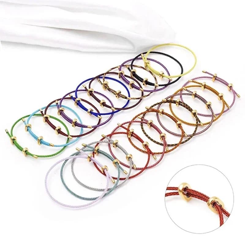 Adjustable Bracelets made of black red steel wire Bracelets for woven rope torque made by hand expandable for woman Man Jewellery string