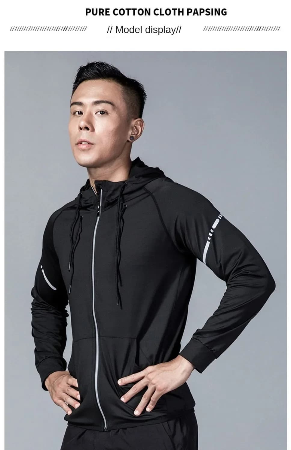 Giacca con cappuccio da uomo ad asciugatura rapida per primavera/autunno, per corsa, ciclismo, fitness, palestra, atletica, calcio, basket, pallavolo, badminton
