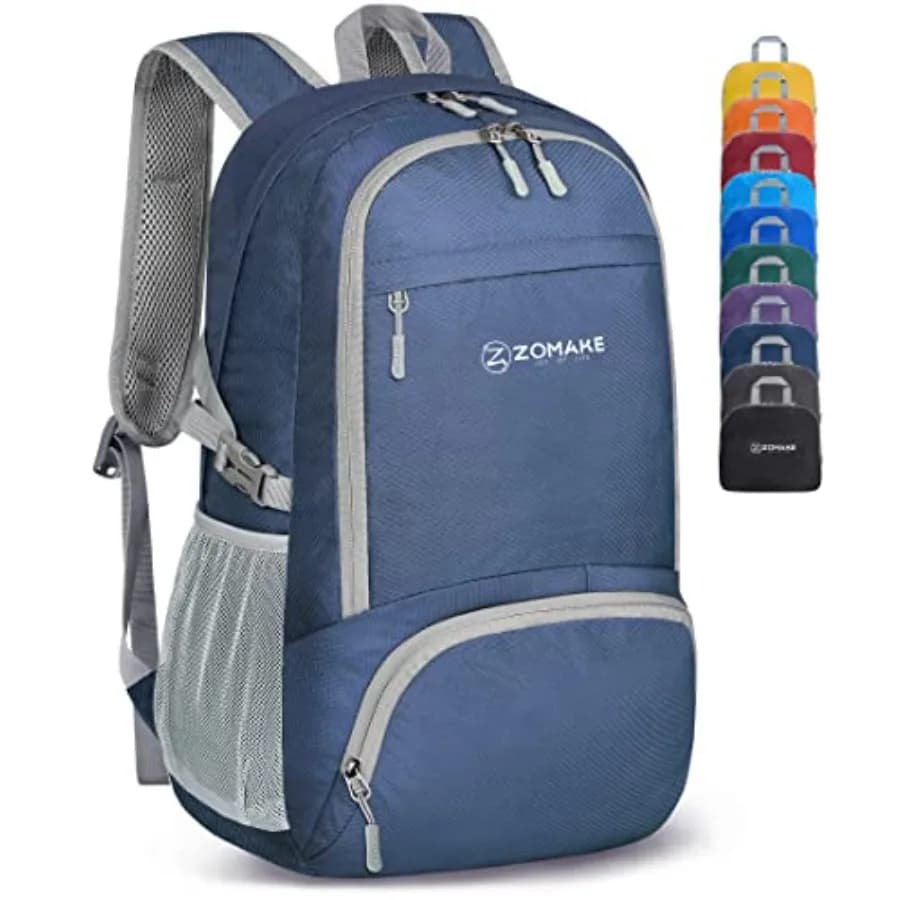 30L Lightweight and Foldable Hiking Backpack, Water Resistant, Compact, Navy Blue, for Travel