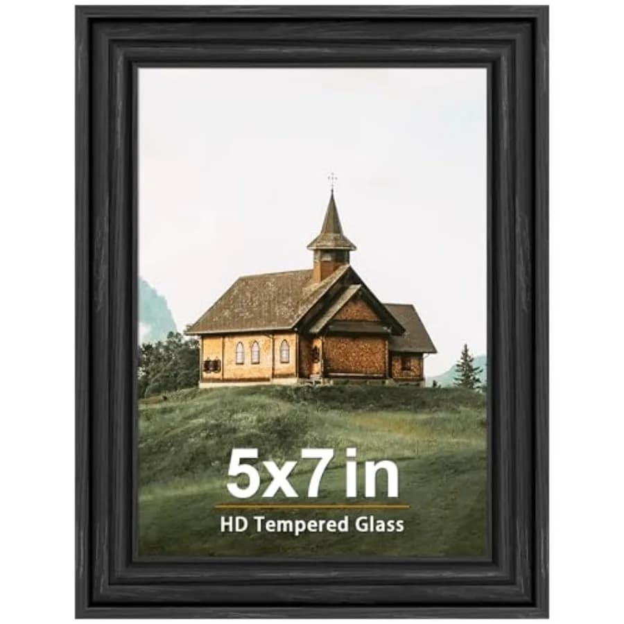 Cornice per foto con vetro vero e fondo nero, cornici da parete per galleria fotografica, da appendere o da posizionare su tavolo