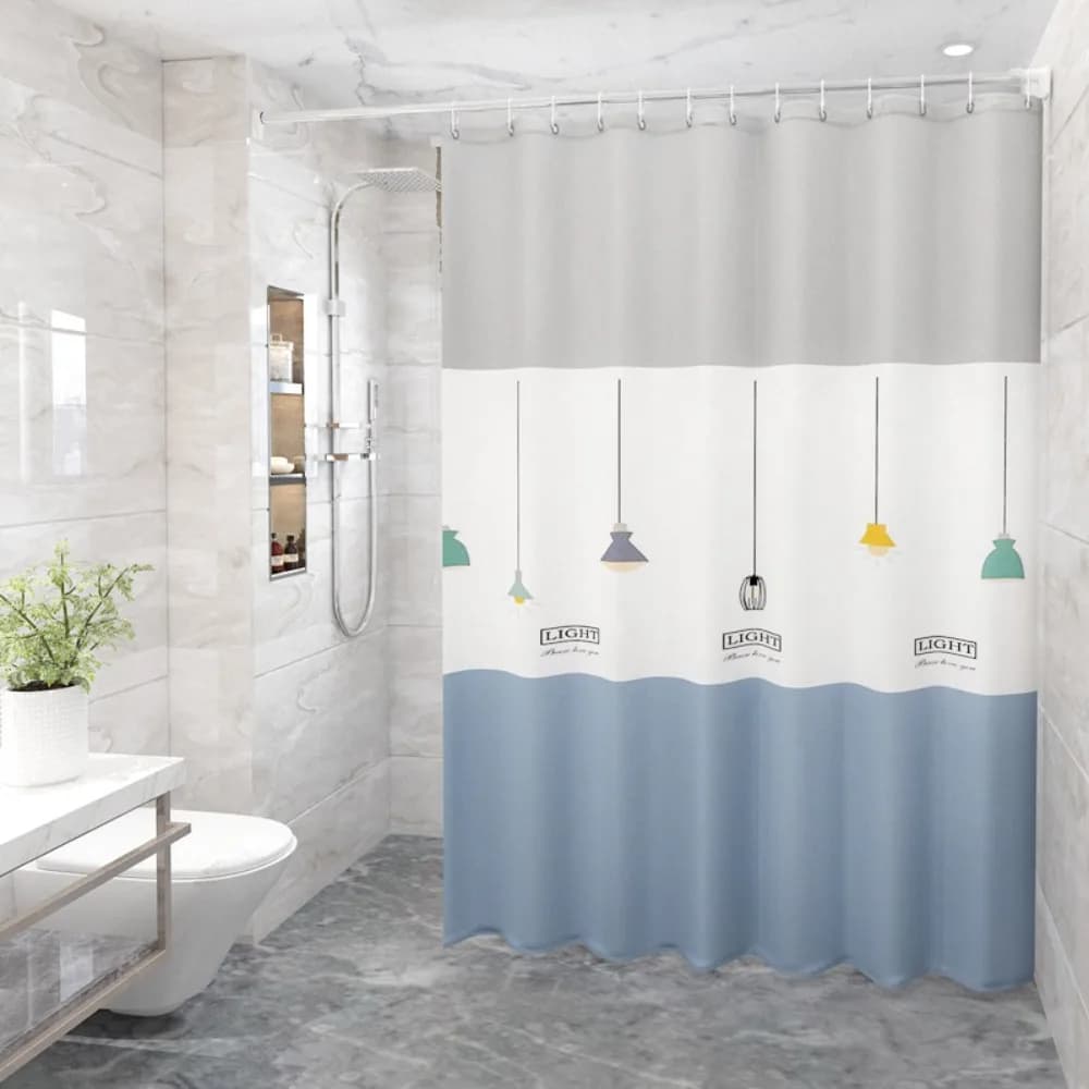 Tenda da bagno con stampa semplice con ganci tenda da doccia in poliestere impermeabile tenda da bagno in tessuto per vasca da bagno